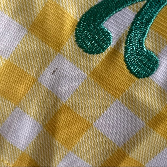Unique Vintage x Smiley Daisy Gingham Retro Mod 60s Collared Dress Yellow Pink - Picture 5 of 13